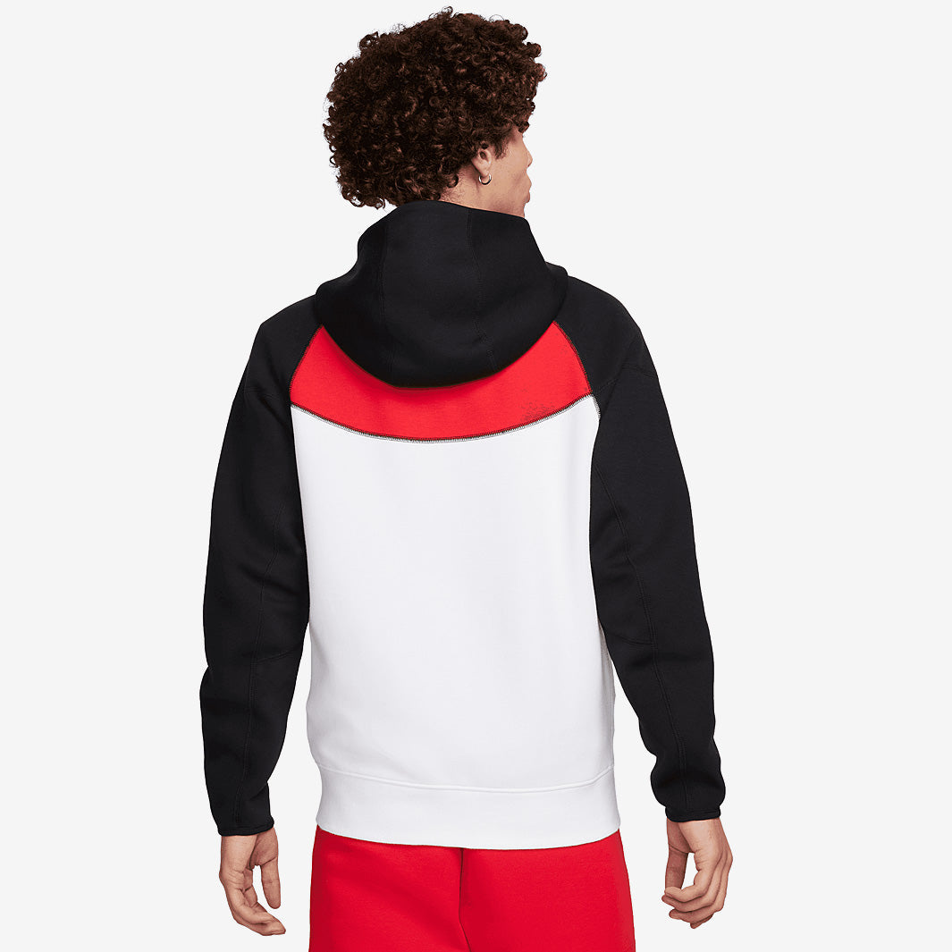 Moletom Nike Sportswear Tech Fleece FZ Hoodie - Branco, Preto e Vermelho