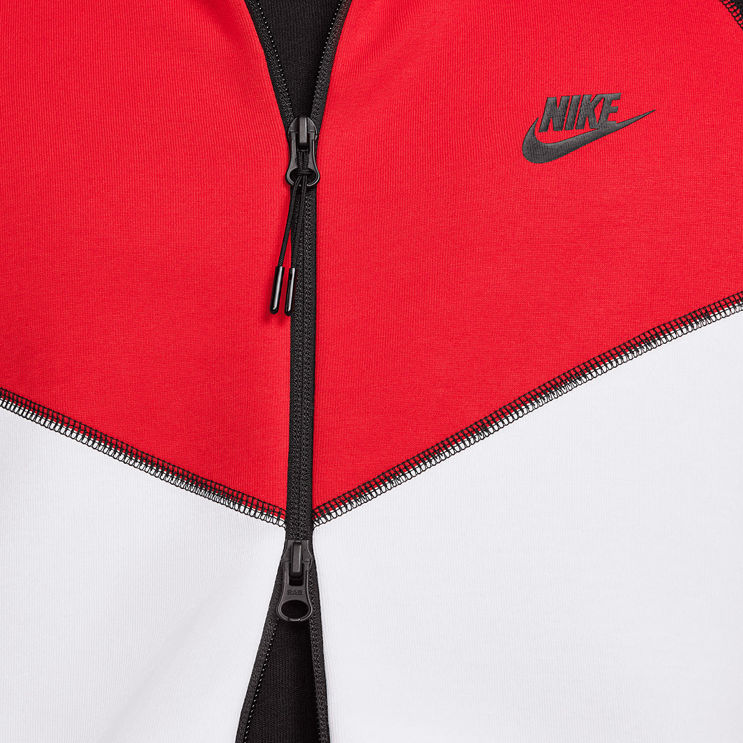 Moletom Nike Sportswear Tech Fleece FZ Hoodie - Branco, Preto e Vermelho