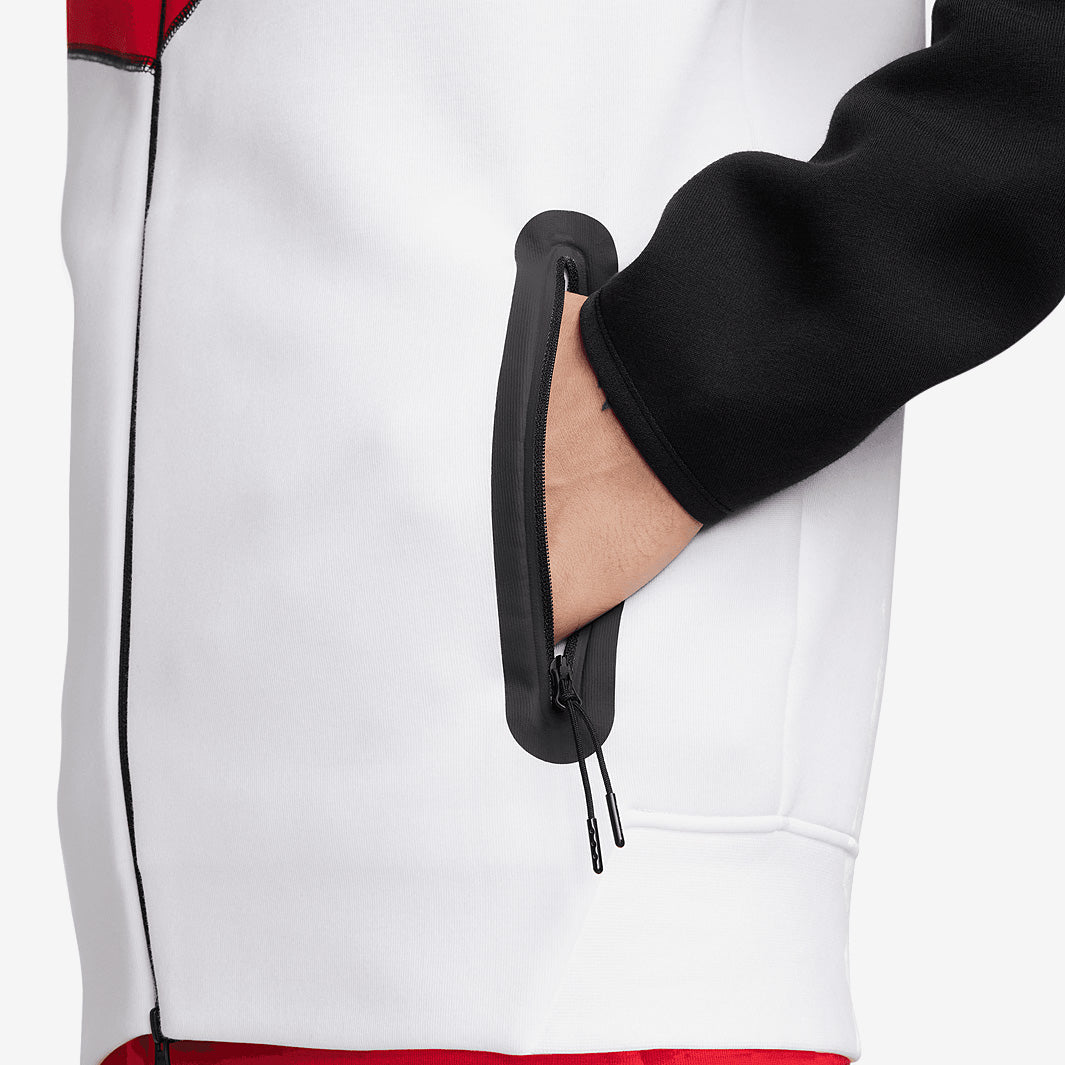 Moletom Nike Sportswear Tech Fleece FZ Hoodie - Branco, Preto e Vermelho