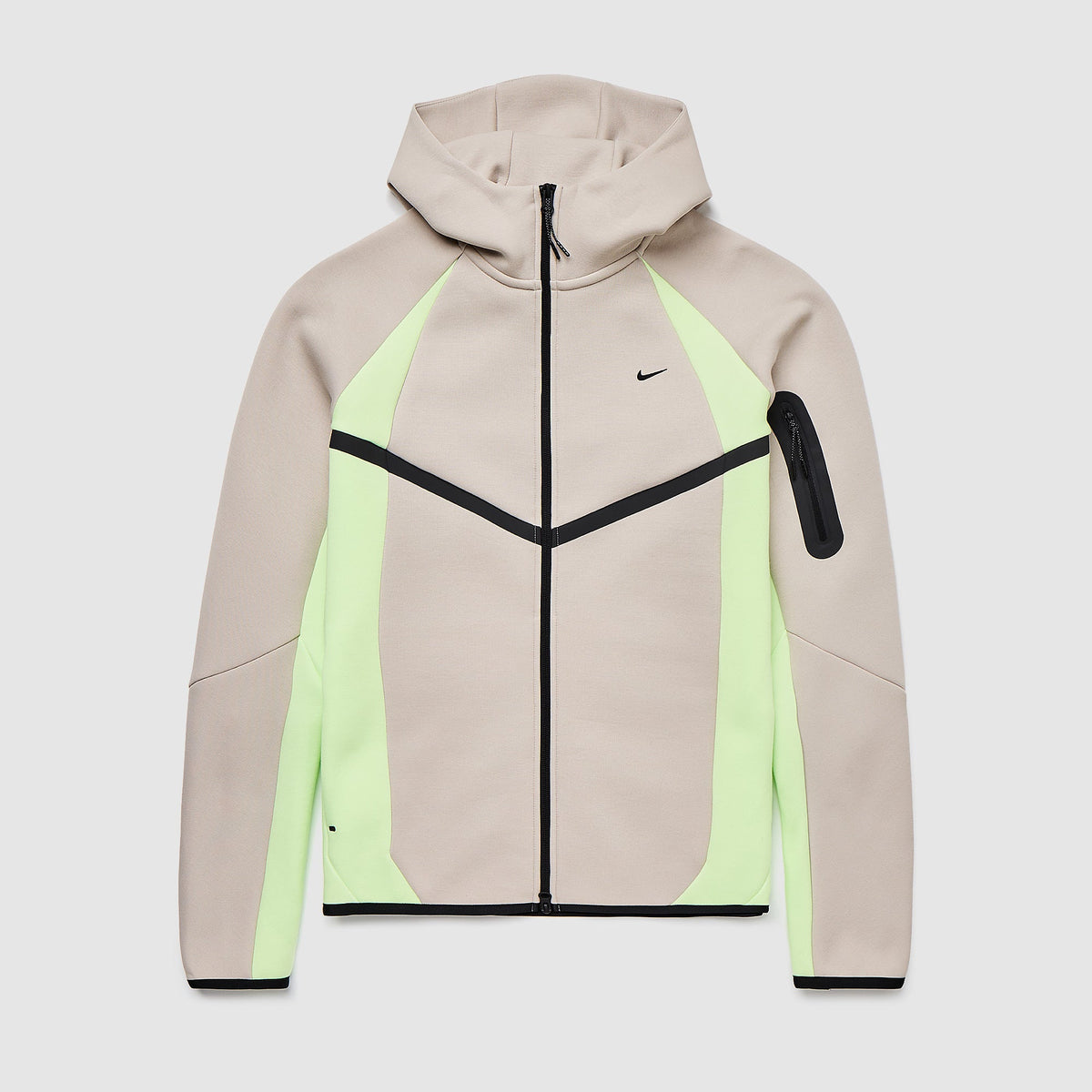 Jaqueta Nike Sportswear Tech Fleece Windrunner Full-Zip Fleece Jacket - Creme, Verde-lima e Preto