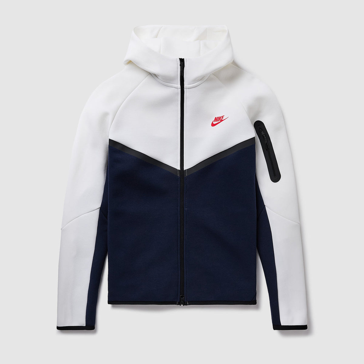 Moletom Nike Sportswear Tech Fleece Full Zip Windrunner Hoodie - Branco, Azul-marinho e Vermelho