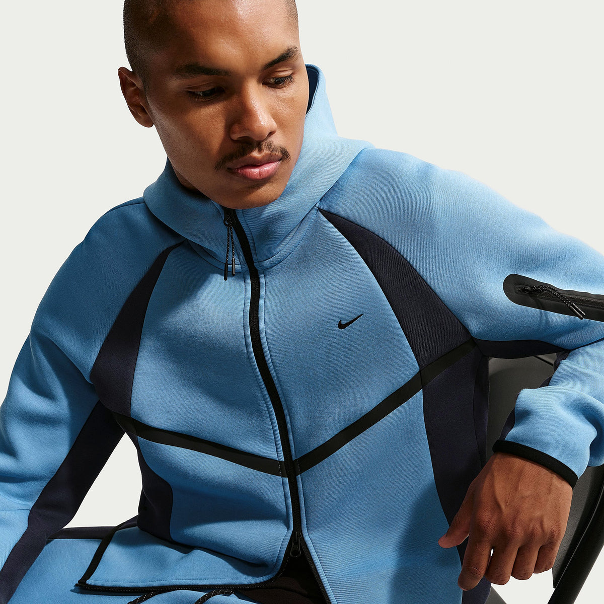 Moletom Nike Sportswear Tech Fleece Pro Full Zip Windrunner Hoodie - Azul, Azul-escuro e Preto