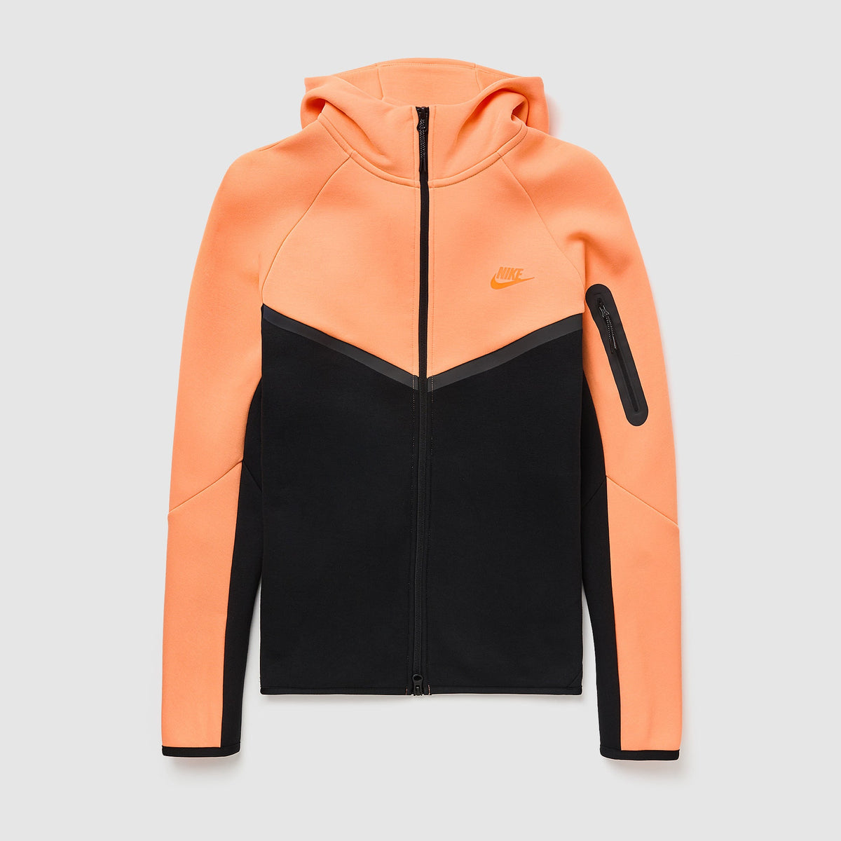 Moletom Nike Sportswear Tech Fleece Full Zip Windrunner Hoodie - Laranja-claro, Preto e Vermelho
