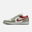 Air Jordan 1 Low - Branco-creme / Verde-jade / Cinza-platinado / Branco / Vermelho-terra