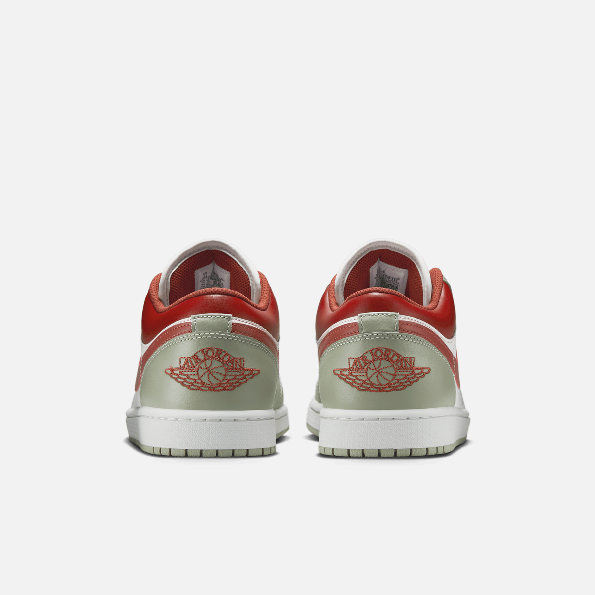 Air Jordan 1 Low - Branco-creme / Verde-jade / Cinza-platinado / Branco / Vermelho-terra