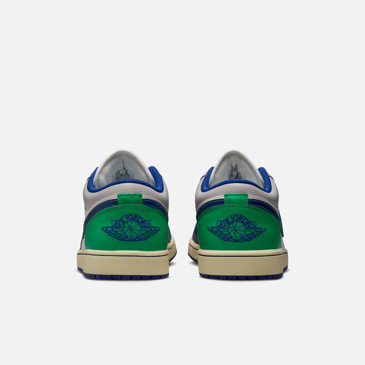 Air Jordan 1 Low Rare Air - Branco-creme / Azul / Verde / Cinza / Bege-cru