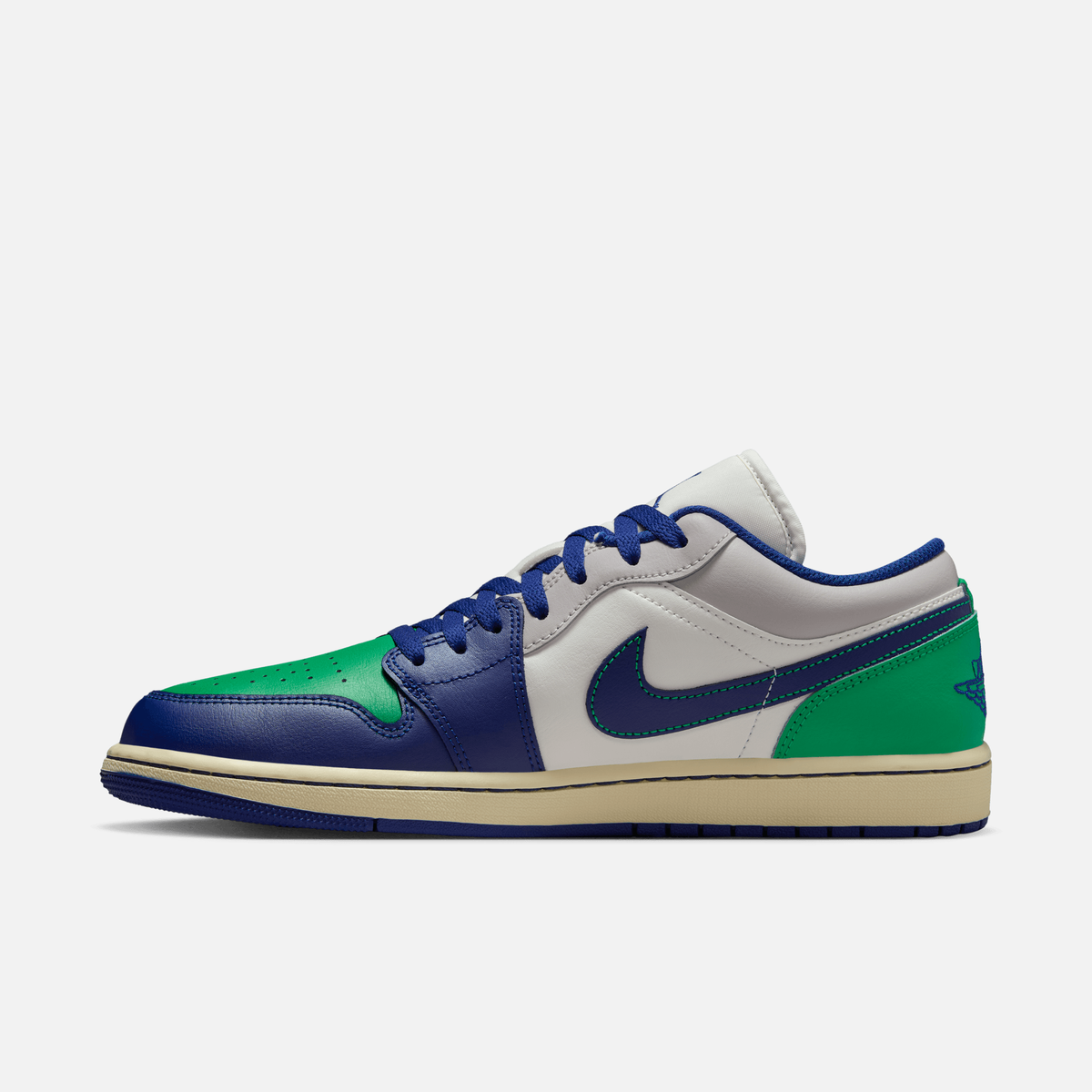 Air Jordan 1 Low Rare Air - Branco-creme / Azul / Verde / Cinza / Bege-cru