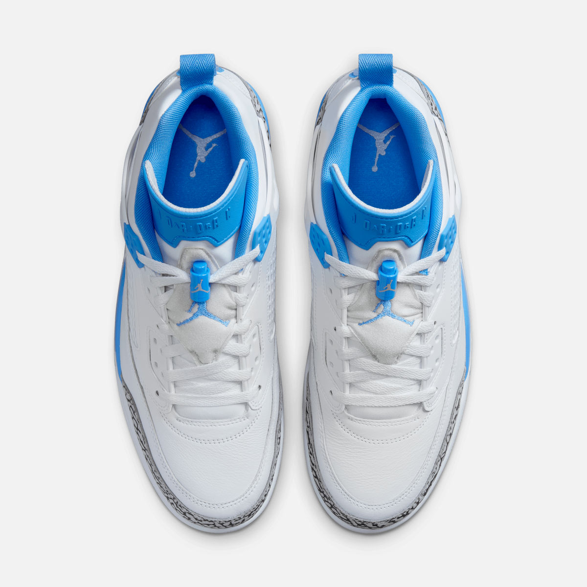 Air Jordan Spizike Low UNC - Branco / Azul-universitário / Cinza / Antracito