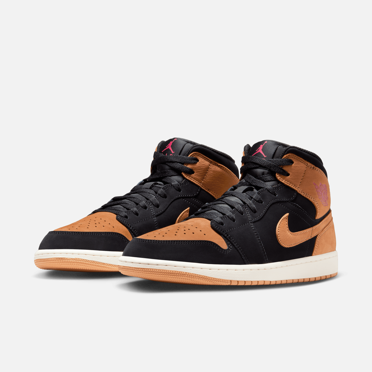 Air Jordan 1 Mid SE - Preto / Vermelho / Branco-creme / Caramelo