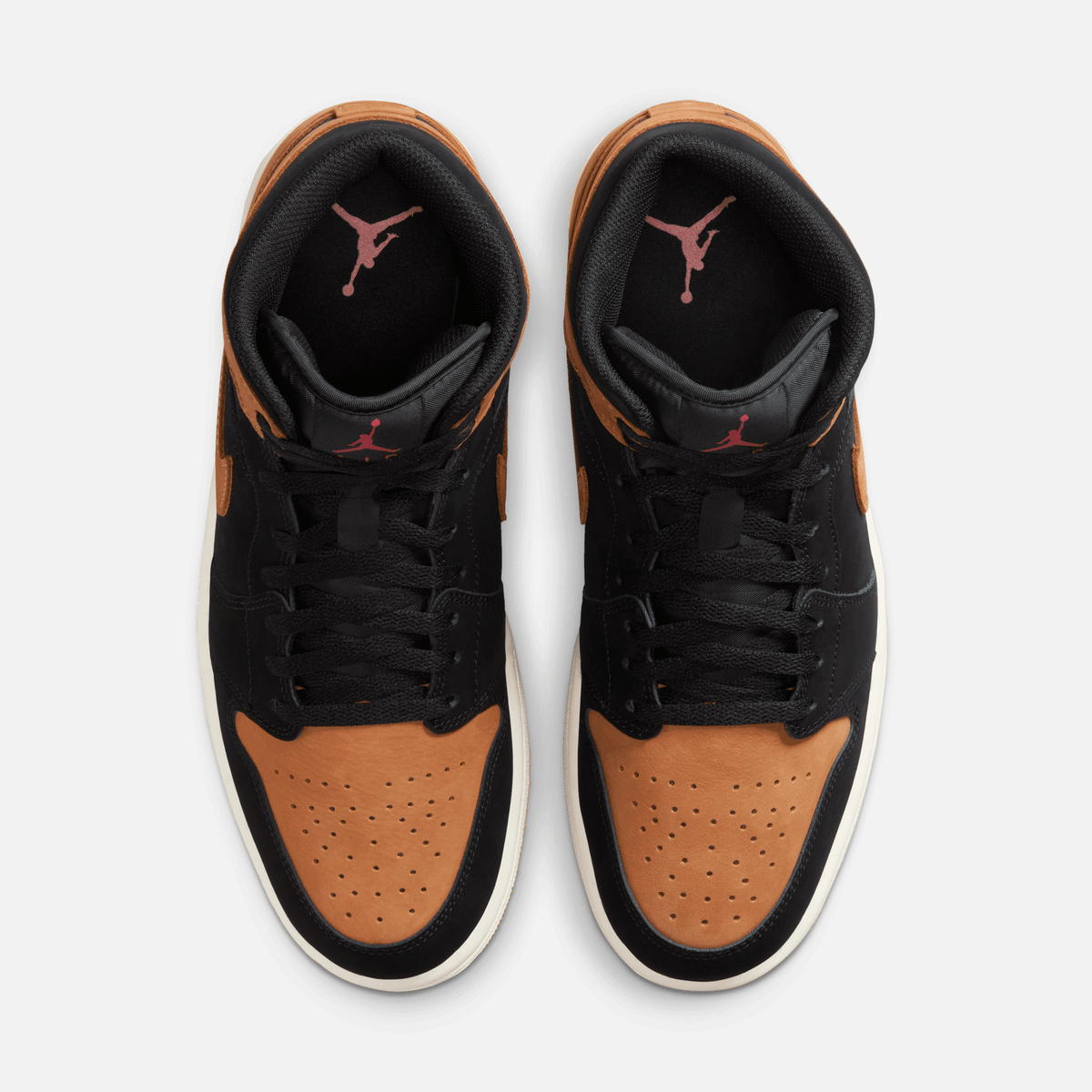 Air Jordan 1 Mid SE - Preto / Vermelho / Branco-creme / Caramelo