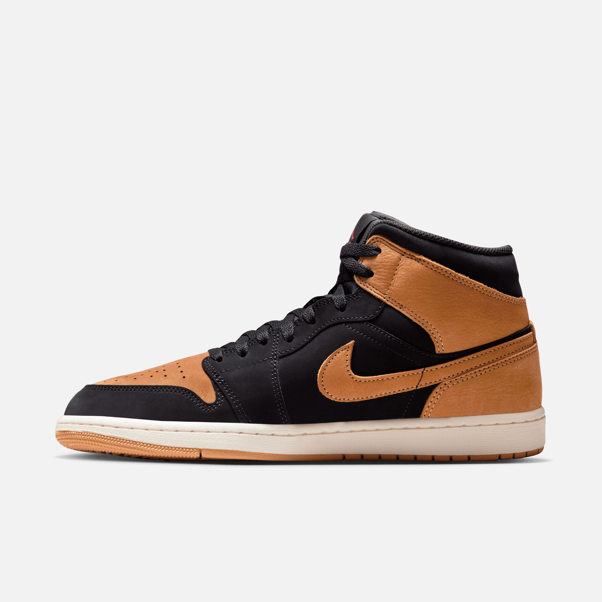 Air Jordan 1 Mid SE - Preto / Vermelho / Branco-creme / Caramelo