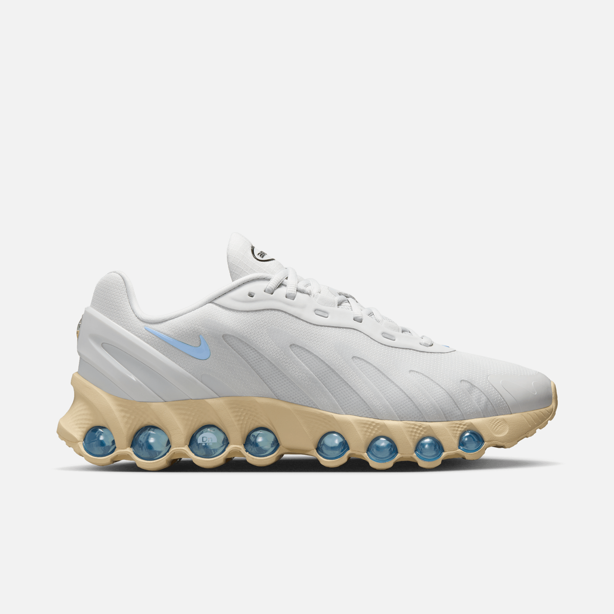 Nike Air Max DN8 - Cinza-claro / Dourado / Preto / Azul-royal intenso