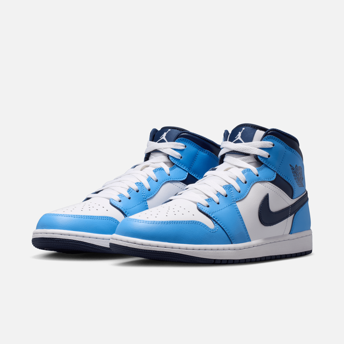 Air Jordan 1 Mid - Azul-universitário / Branco / Branco-creme / Azul-marinho