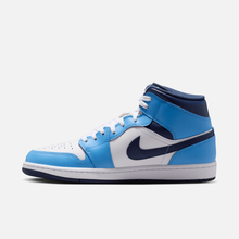 Air Jordan 1 Mid - Azul-universitário / Branco / Branco-creme / Azul-marinho