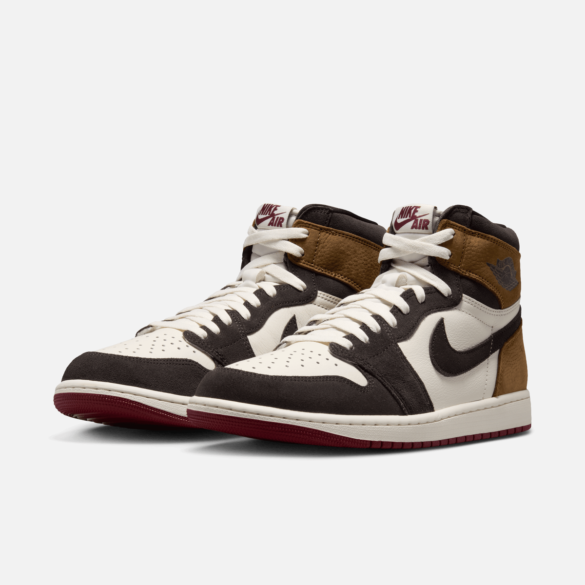Air Jordan 1 High OG Love Letter - Marrom / Branco-pérola suave / Marrom-claro / Marfim-claro / Bege-cru / Vermelho