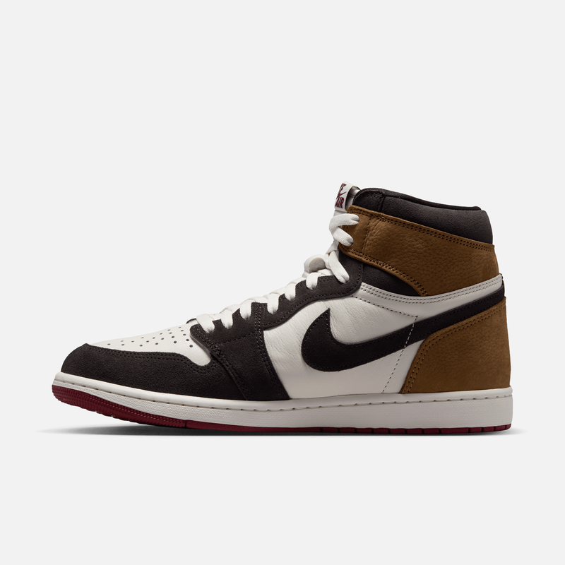 Air Jordan 1 High OG Love Letter - Marrom / Branco-pérola suave / Marrom-claro / Marfim-claro / Bege-cru / Vermelho