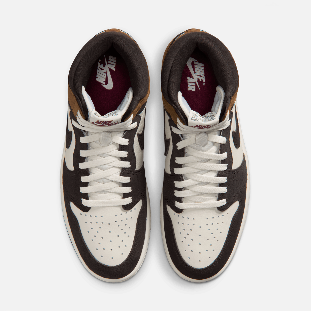 Air Jordan 1 High OG Love Letter - Marrom / Branco-pérola suave / Marrom-claro / Marfim-claro / Bege-cru / Vermelho