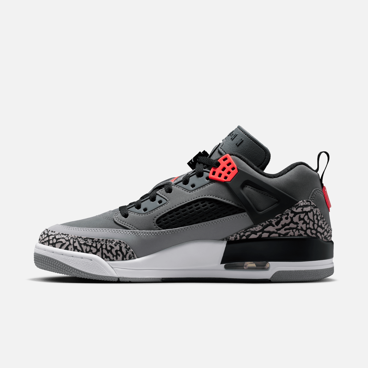 Air Jordan Spizike Low - Cinza escuro / Preto / Cinza / Vermelho-infravermelho