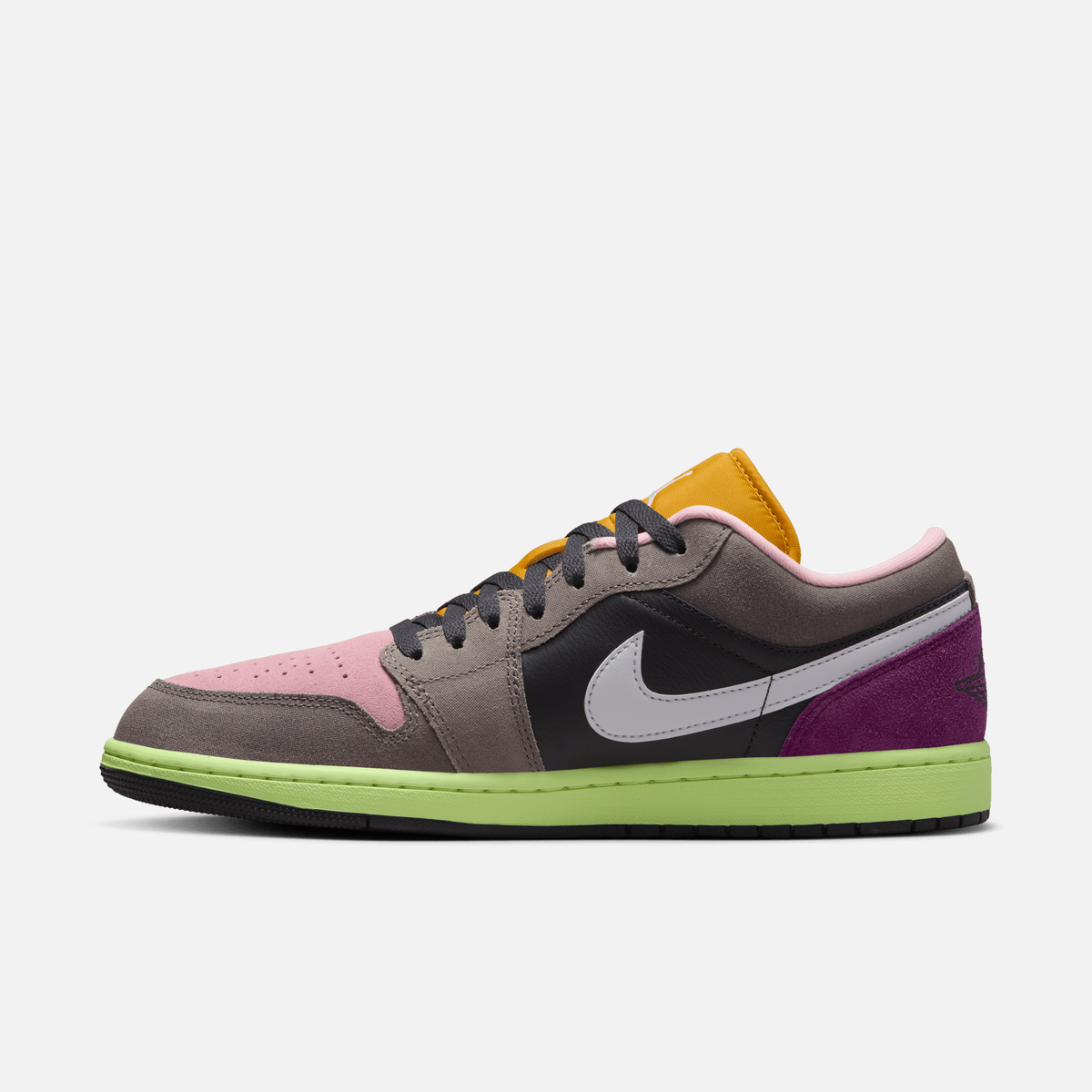 Air Jordan 1 Low Tokyo Bio Hack - Cinza / Branco / Cinza-pedra / Rosa-ártico / Violeta / Amarelo-enxofre escuro