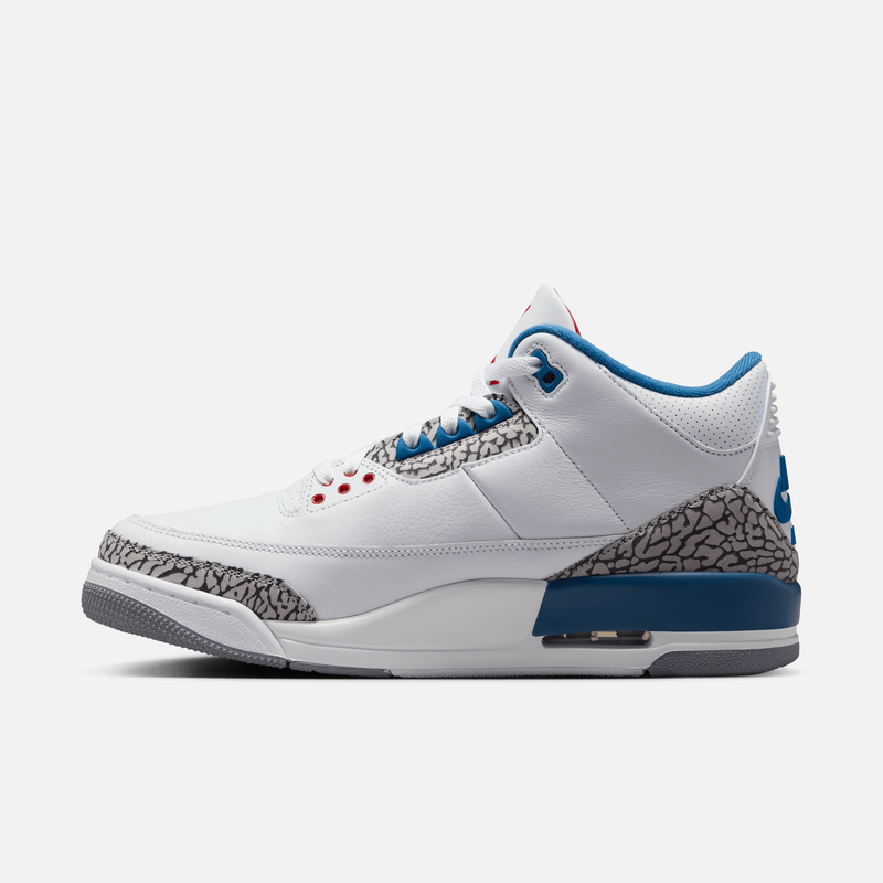Air Jordan 3 Retro - Branco / Azul-vivo / Vermelho / Cinza