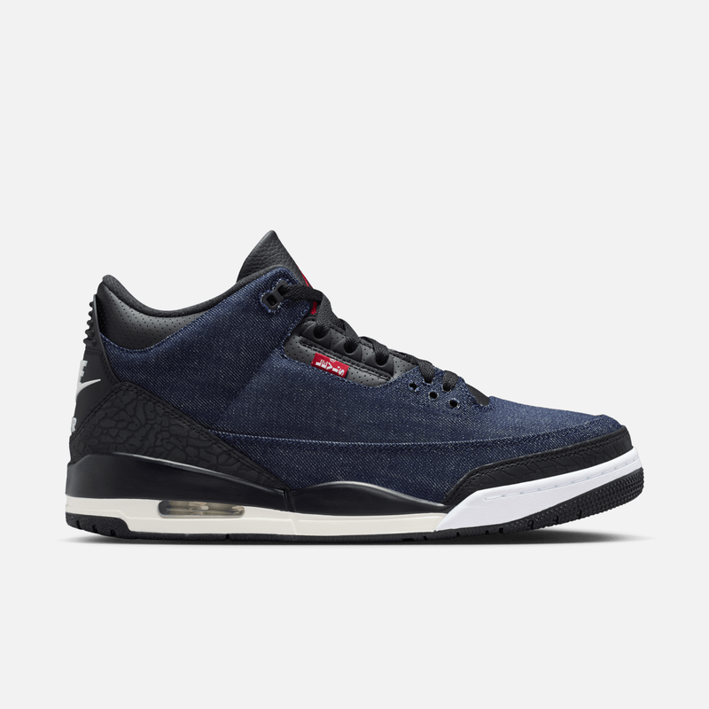 Air Jordan 3 Retro x Levis Indigo Denim - Índigo / Vermelho / Preto / Branco-creme