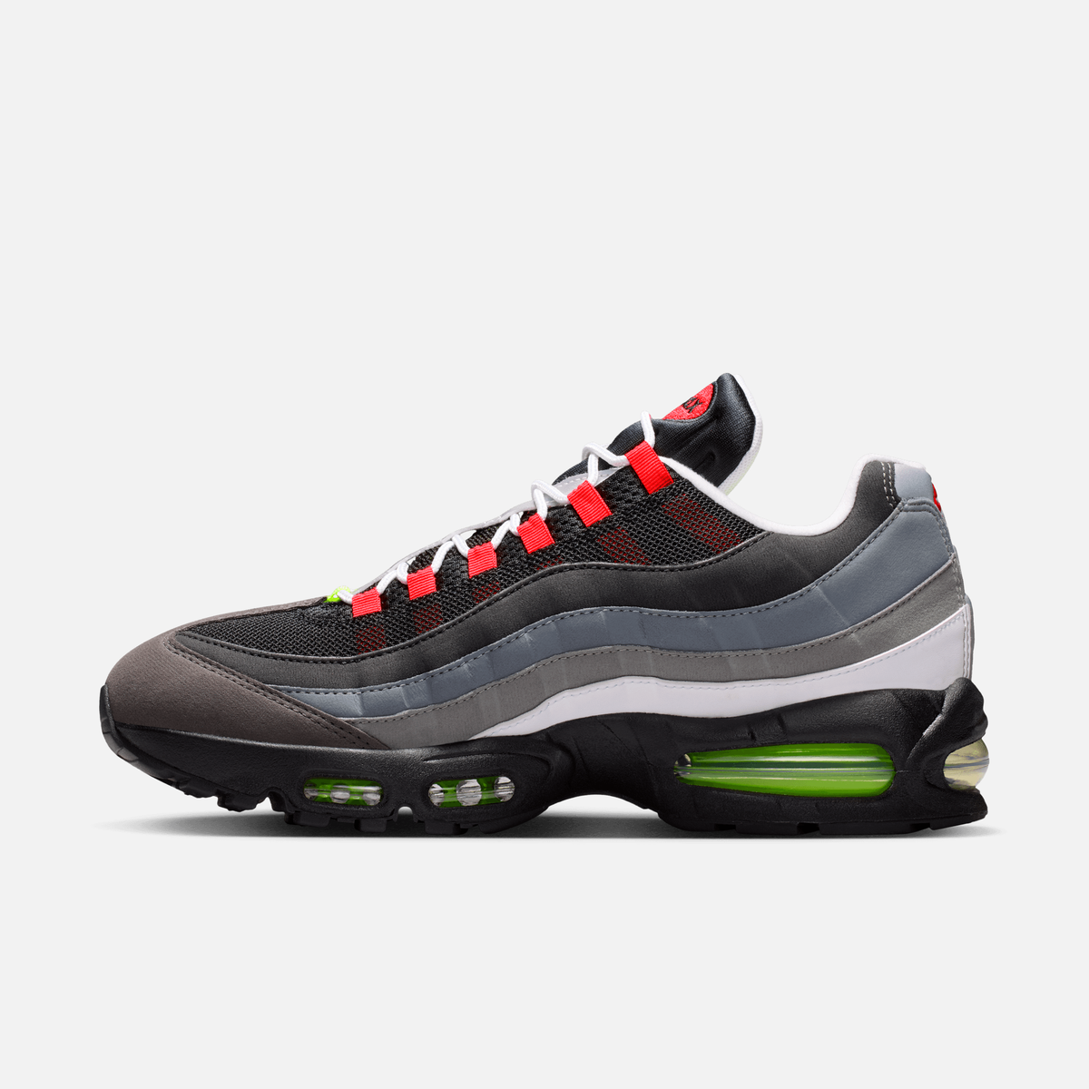 Nike Air Max 95 Greedy - Preto / Verde-neon / Cinza claro / Cinza / Neon / Laranja intenso / Vermelho / Turquesa intenso