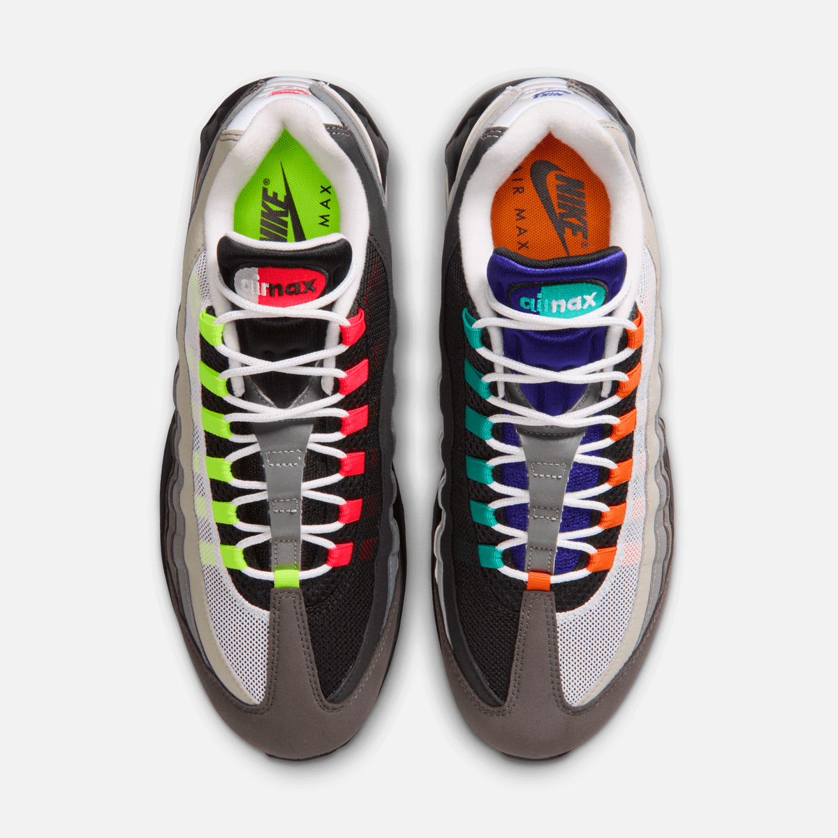 Nike Air Max 95 Greedy - Preto / Verde-neon / Cinza claro / Cinza / Neon / Laranja intenso / Vermelho / Turquesa intenso