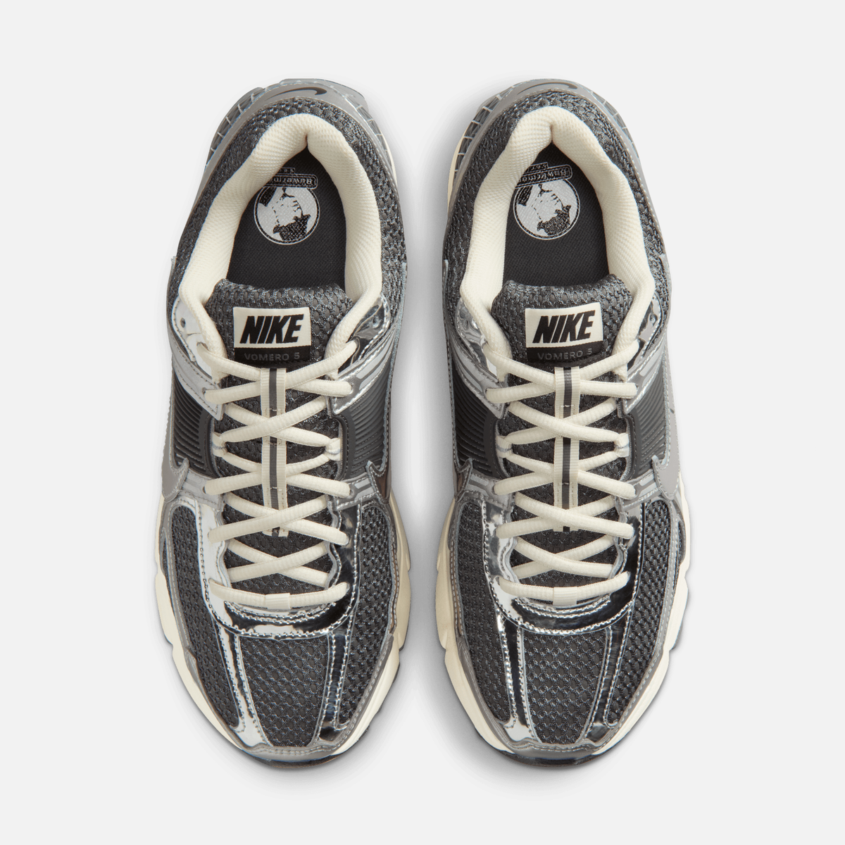 Nike Zoom Vomero 5 - Cinza / Prateado metálico / Branco-creme / Cromado