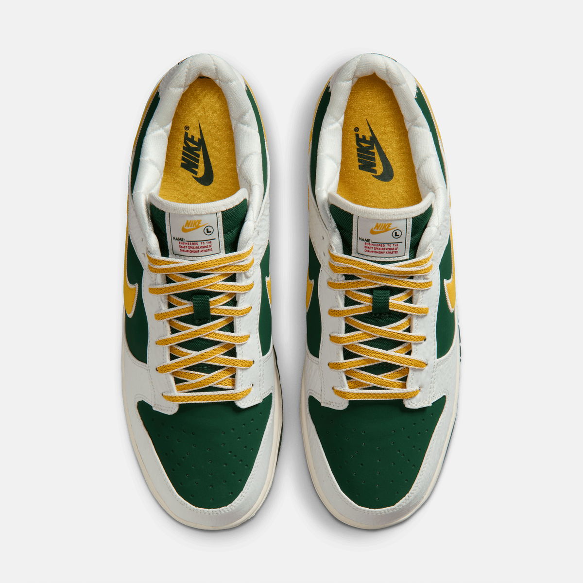 Nike Dunk Low - Branco-creme / Verde-abeto / Vermelho / Dourado
