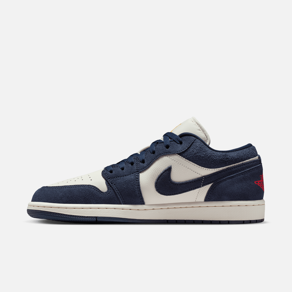 Air Jordan 1 Low - Azul-escuro / Dourado / Vermelho