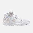 Air Jordan 1 Mid SE Distressed - Branco / Prateado