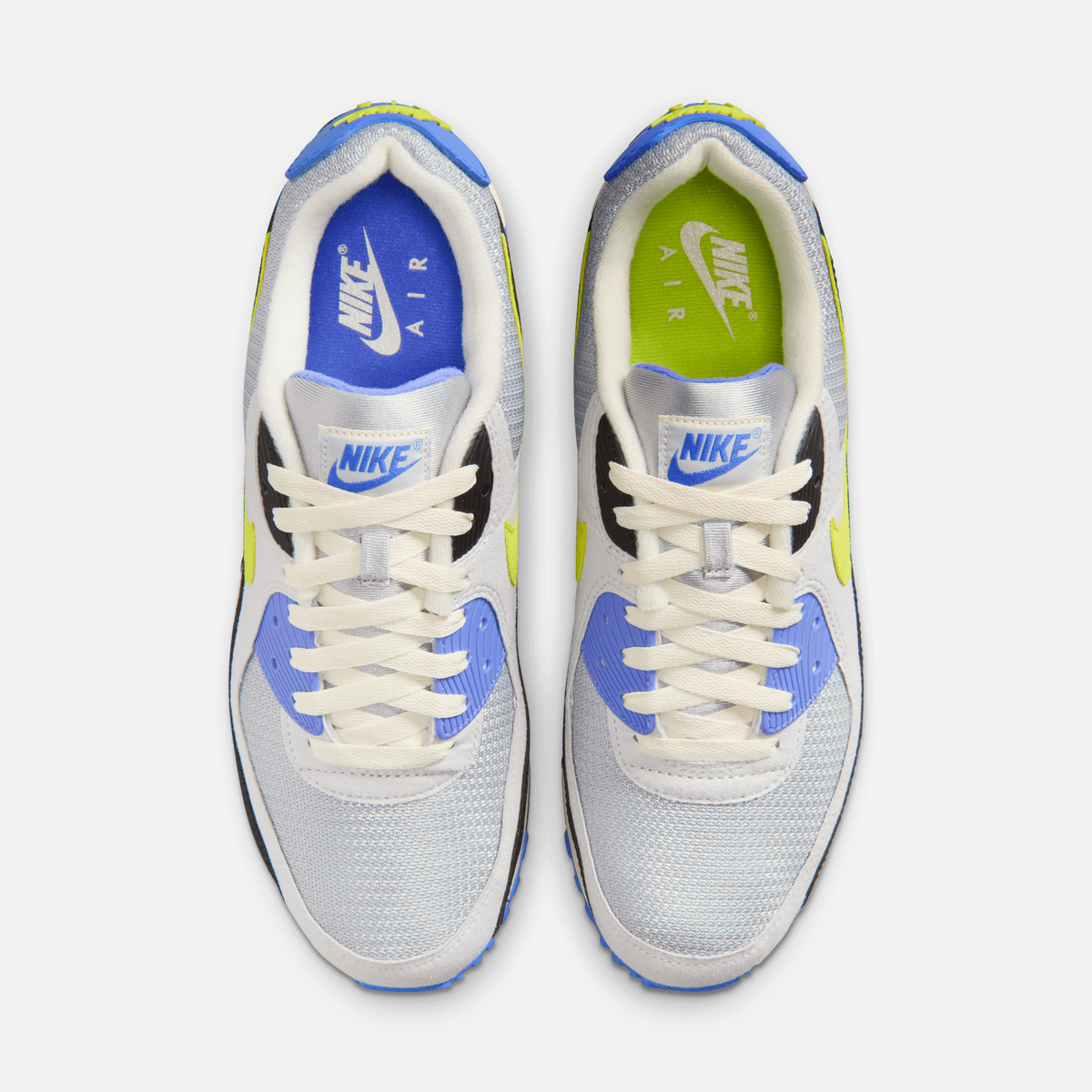 Nike Air Max 90 Wave Pack - Cinza-claro / Azul / Amarelo-neon / Cinza claro / Preto