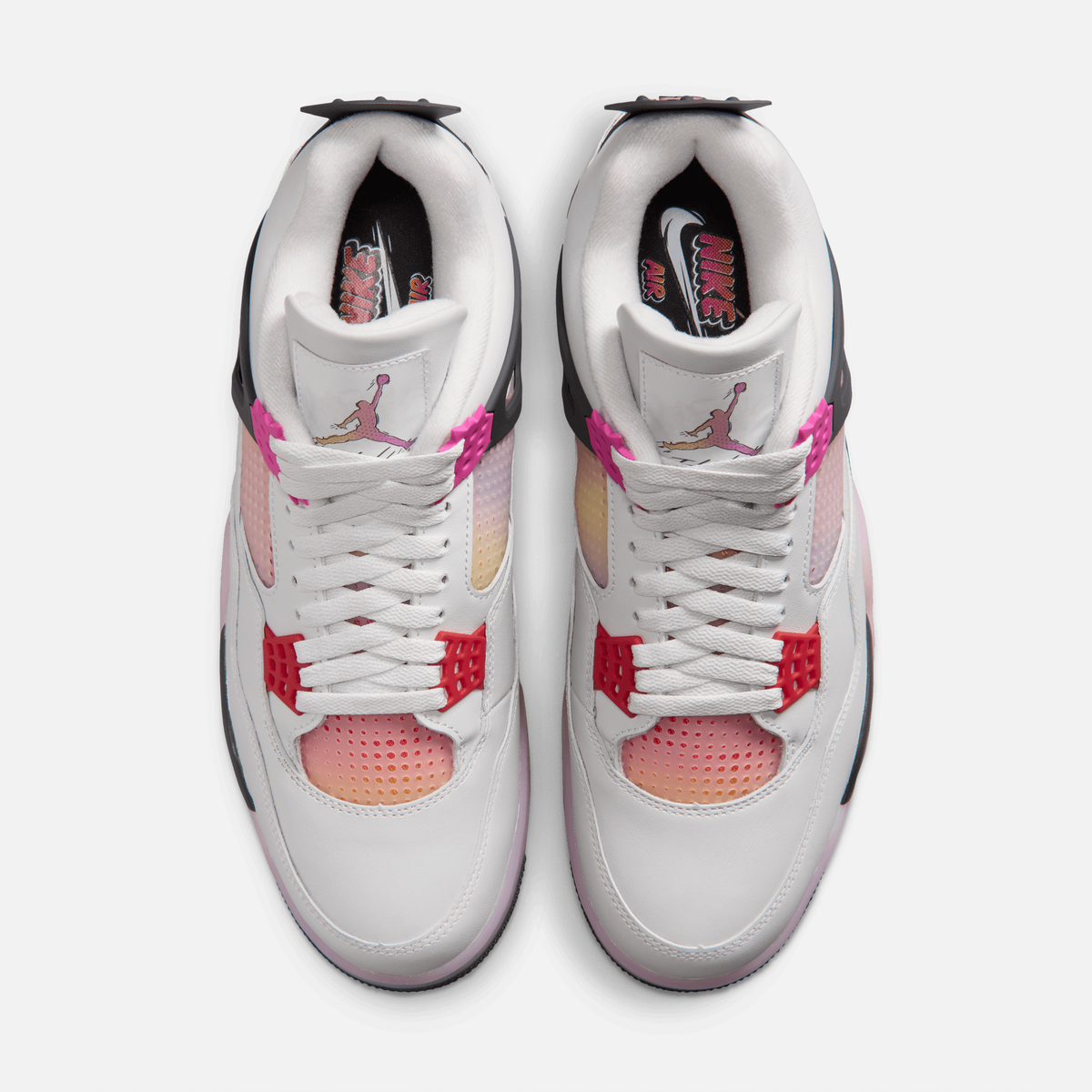 Air Jordan 4 Retro Comic - Branco-quebrado / Antracito / Cinza / Rosa / Rosa claro / Bege-cru