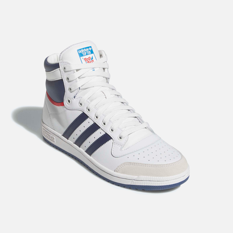 Adidas Top Ten Hi OG - Branco / Azul escuro / Vermelho / Azul-marinho