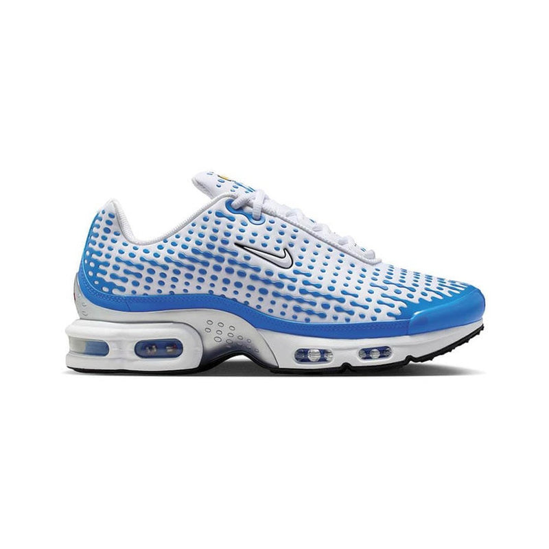 Tênis Nike Air Max Plus VII em azul-cristal e branco — vista lateral