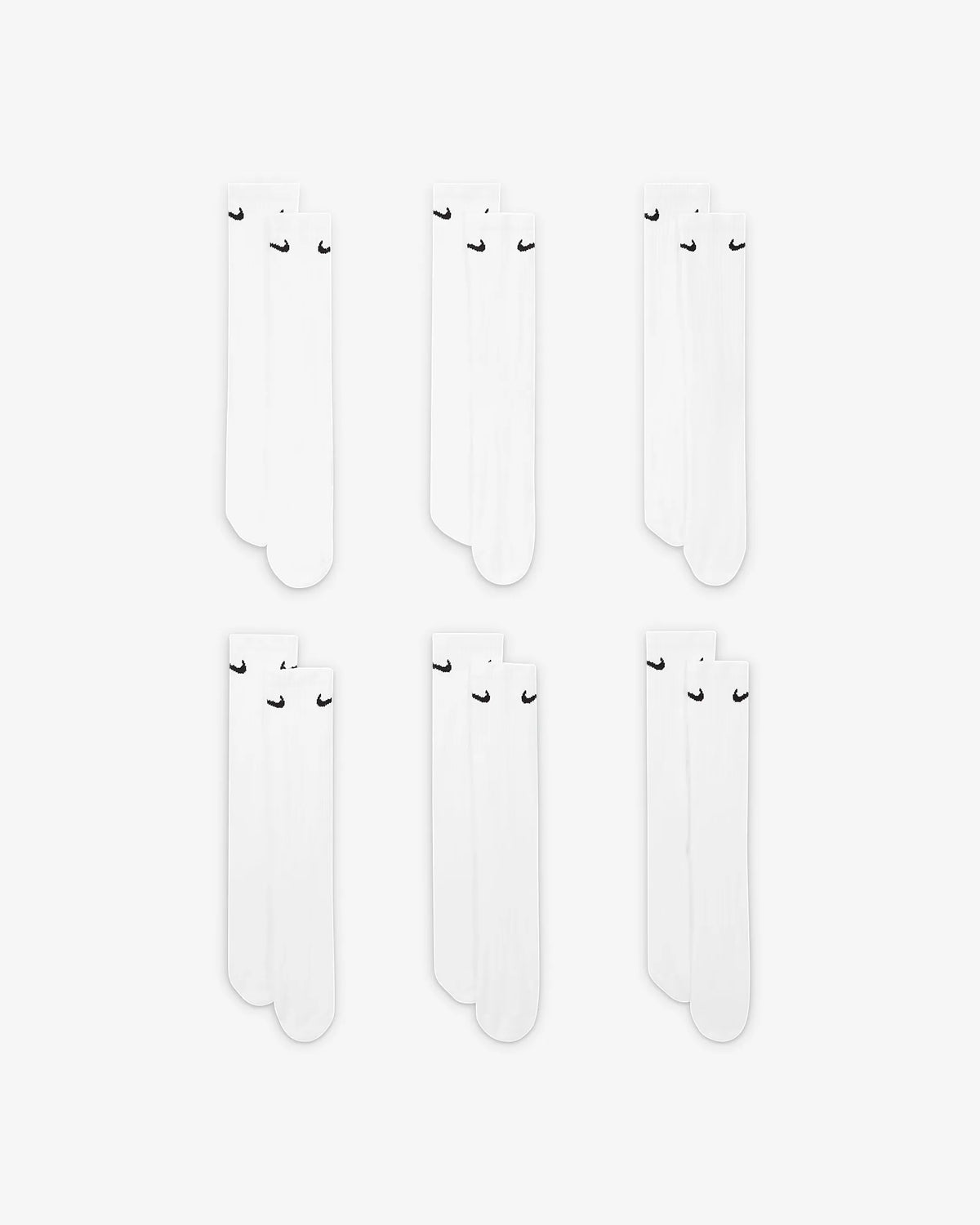 Kit 6 pares de meias Nike Everyday Cushioned - Branco e Preto