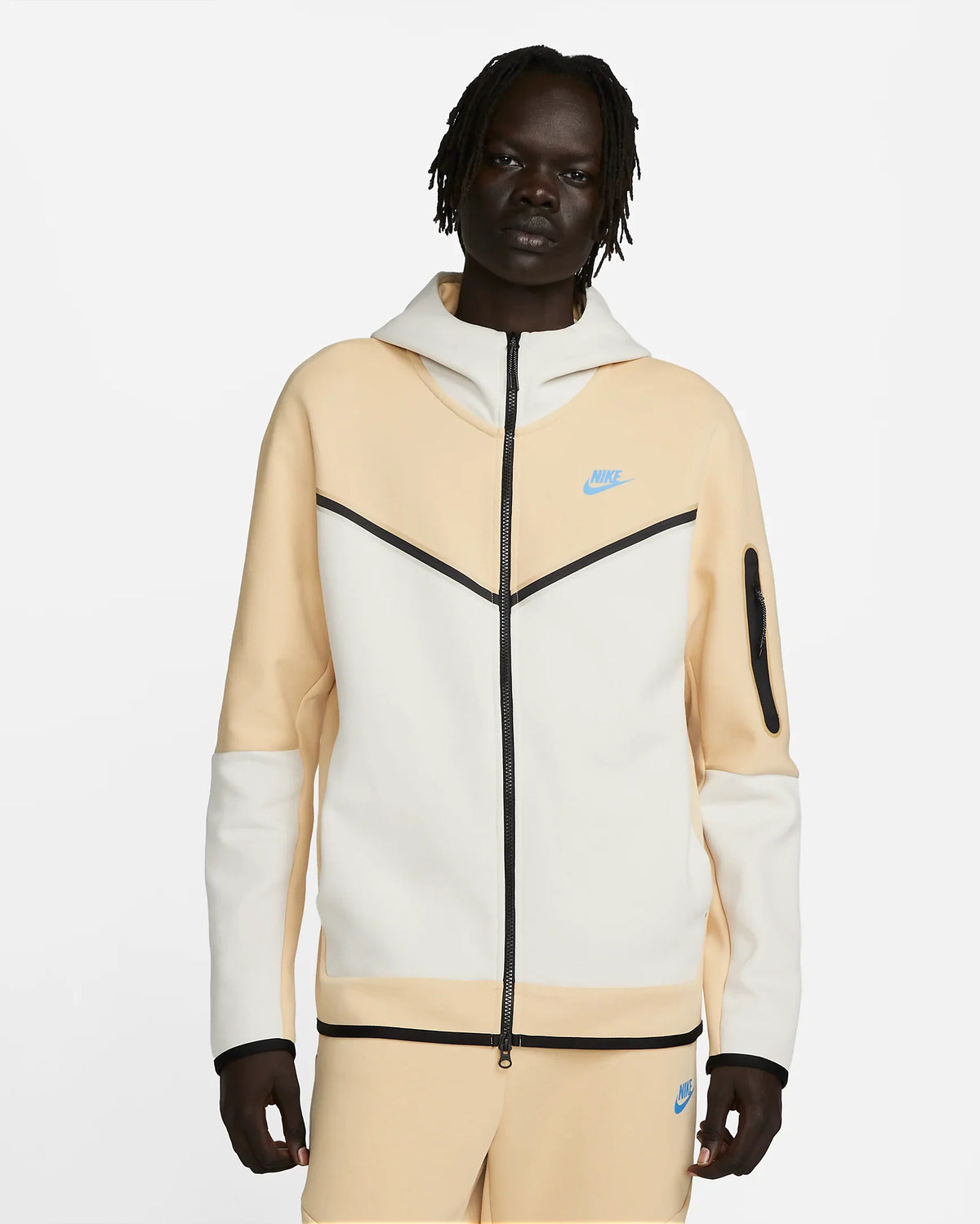 Jaqueta com capuz Nike Tech Fleece - Bege, Branco e Azul