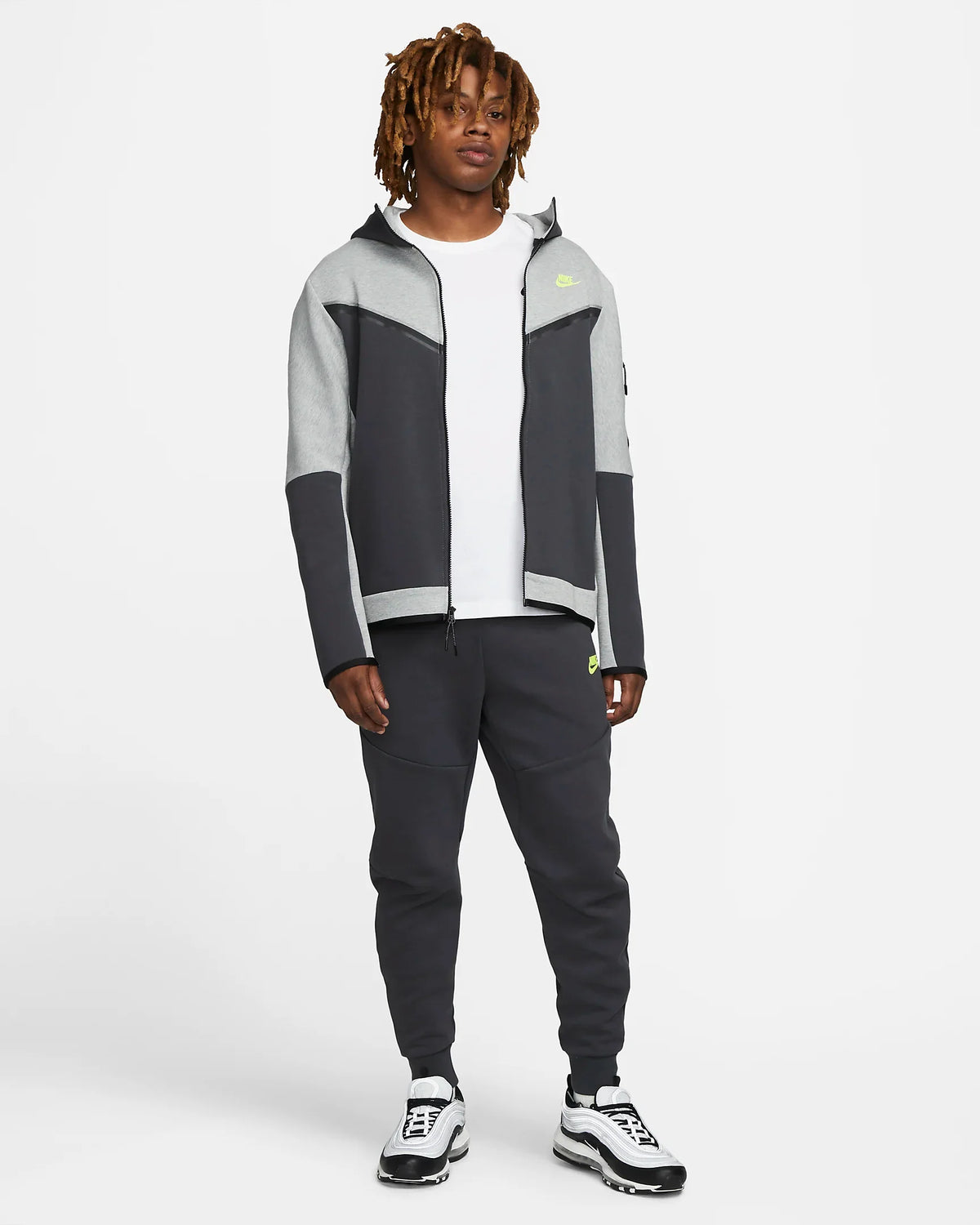 Jaqueta com capuz Nike Tech Fleece - Cinza e Verde